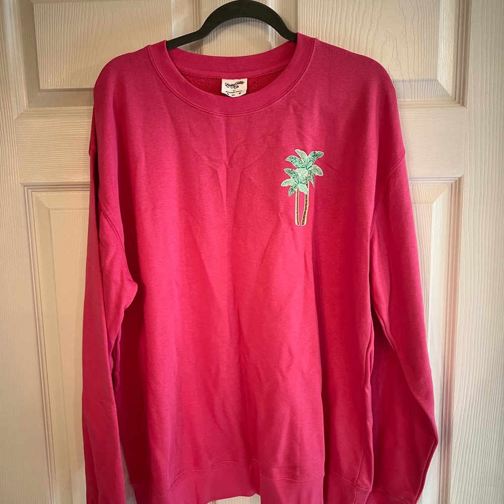 New! Never Worn! Pink Sweatshirt with Palm Tree Design